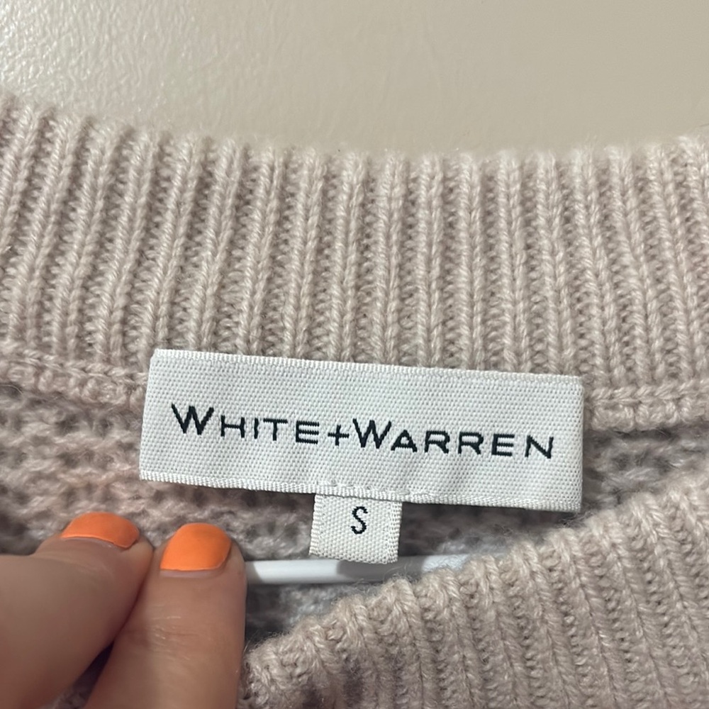 White + Warren Striped Multicolor Cashmere Sweater lavender/pink/blue sz S - Picture 4 of 13